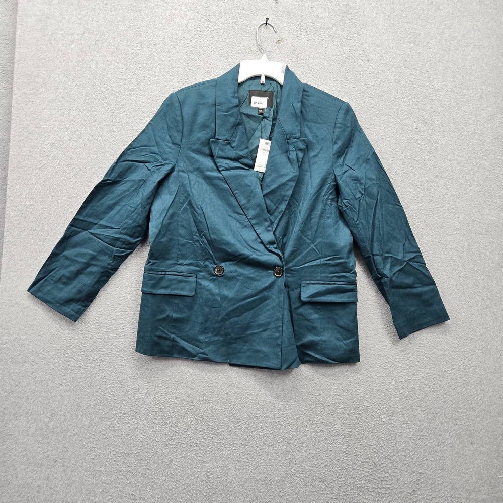 Banana Republic Women Jackey 12 PETITE Blue Blazer Linen Blend Suit Lined NWT